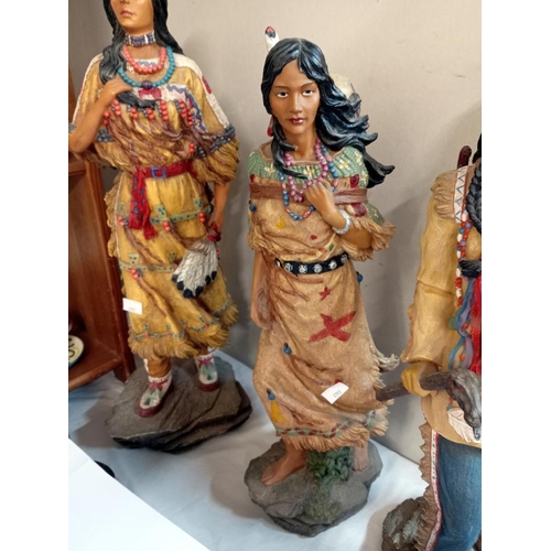 1189 - 3 painted resin American Indian figures