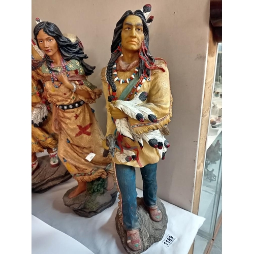 1189 - 3 painted resin American Indian figures