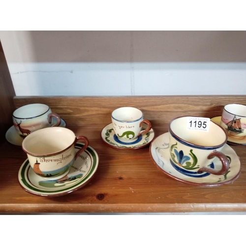 1195 - 8 Torquay pottery cups & saucers