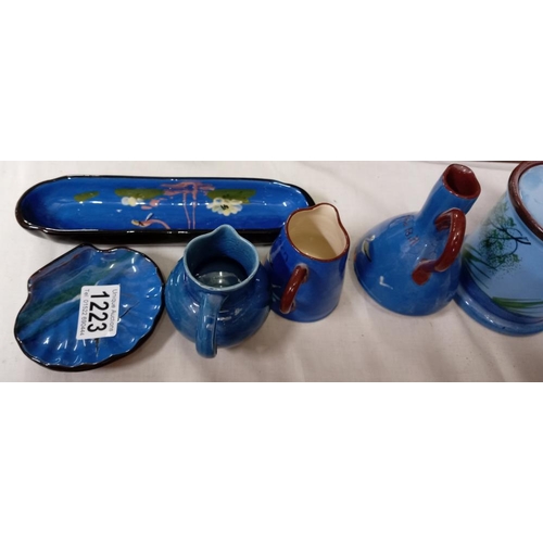 1223 - 8 Pieces of blue glaze Torquay ware