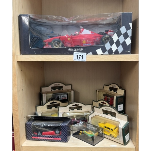 171 - A Minichamps 1/18 Ferrari F310B E.Irvine. & 1/64 Schumacher Benetton etc