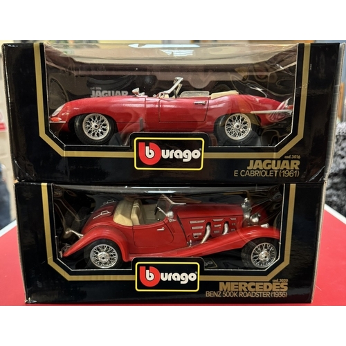 194 - Burago Jaguar 1:18, Mercedes 1:20, Solido Ford, Pompiers & a Lincoln Limousine 1:24 scale