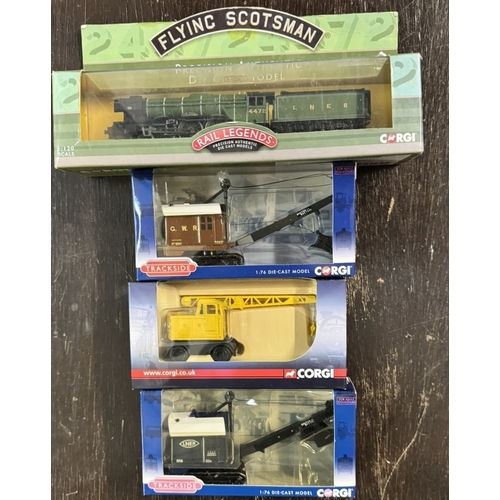 196 - A Corgi aviation archive 49402 lightning F2, 49506 FiFi Mustang flying Scotsman & trackside models