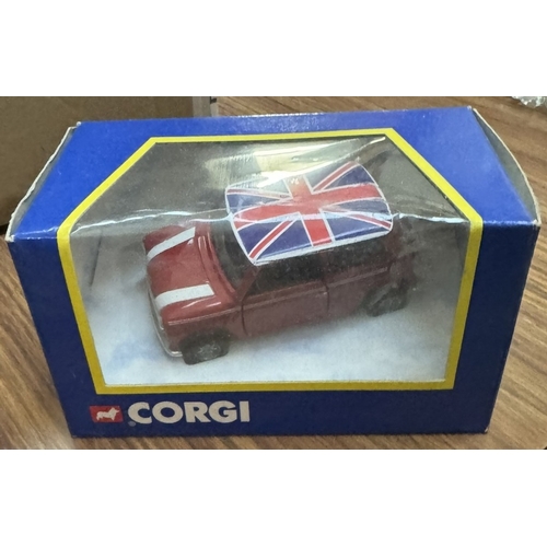 201 - A Large box of mixed diecast including Corgi, Mini, Matchbox gift set etc