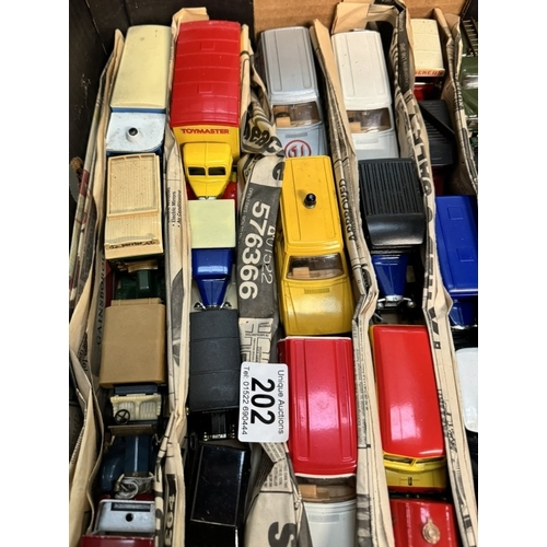 202 - A large box of mixed diecast including Matchbox & Corgi