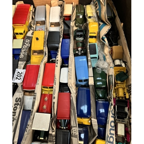 202 - A large box of mixed diecast including Matchbox & Corgi