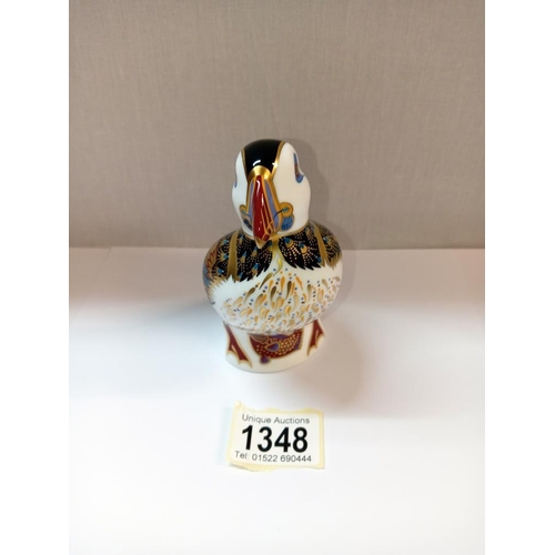 1348 - A Royal Crown Derby Puffin with silver stopper