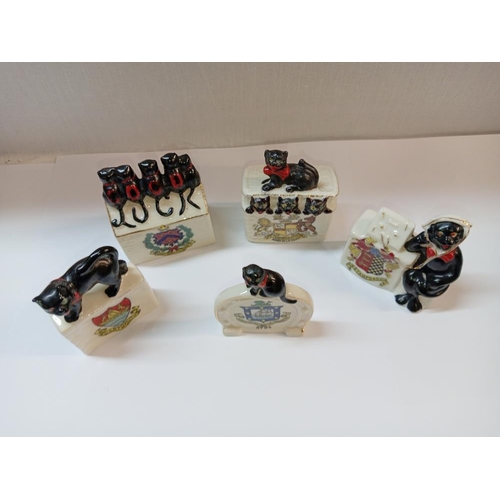 1372 - 5 crested ware china items with black cats