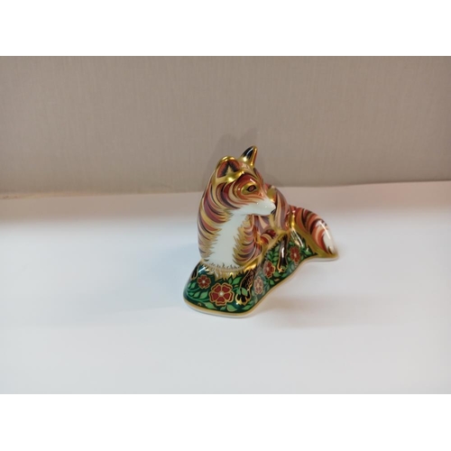 1401 - A Royal Crown Derby fox cub with gold stopper