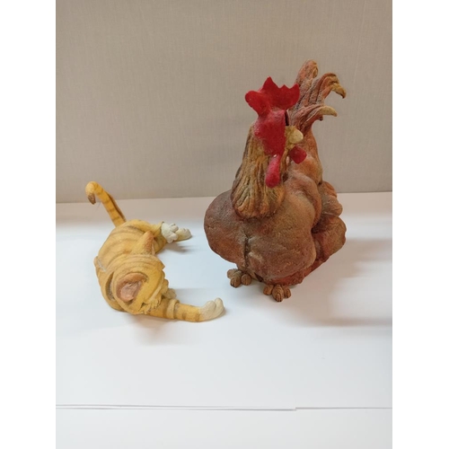 1404 - 2 A Breed Apart figures of cat & chicken