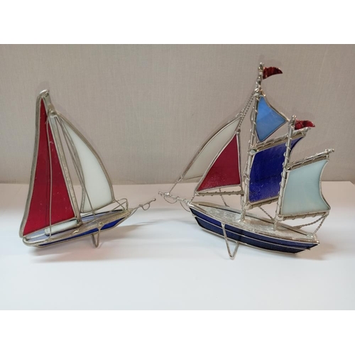 1409 - 4 stained glass yachts/ships