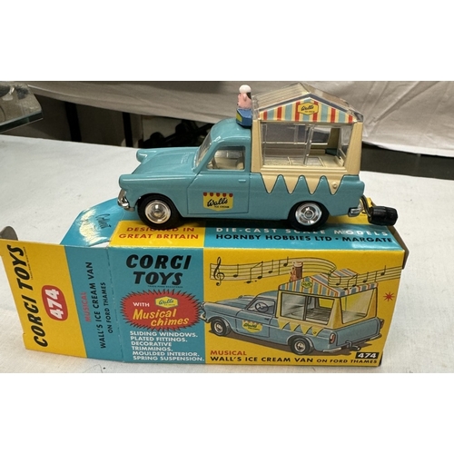 211 - A Corgi re-issue 474 musical ice cream van, Bedford vans & Comic classics