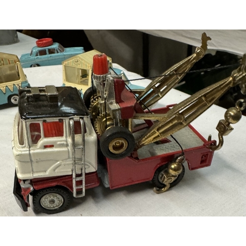 228 - An unboxed Corgi tri-deck car transporter, Thames ice cream vans, Holmes wrecker etc