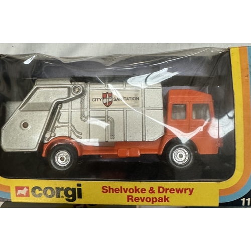 230 - 6 Boxed Corgi including 306 Marina Coupe, 477 Land Rover, Breakdown Truck etc