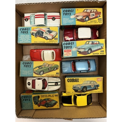 234 - 6 Boxed 1960's including MGCGT Rover, Lotus, Ford Mustang etc