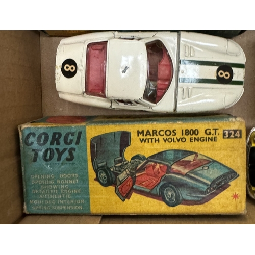 234 - 6 Boxed 1960's including MGCGT Rover, Lotus, Ford Mustang etc