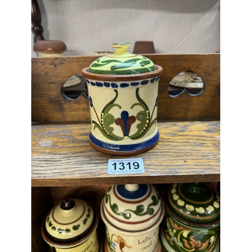 1319 - 6 Torquay pottery tobacco/jam pots