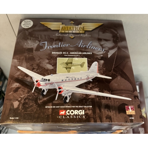 418 - 10 Boxed Corgi aeroplane models. AA35003, AA32808, 47110, 48104, 47102, 49302, 49301, AA31901, 48301... 