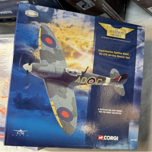 418 - 10 Boxed Corgi aeroplane models. AA35003, AA32808, 47110, 48104, 47102, 49302, 49301, AA31901, 48301... 