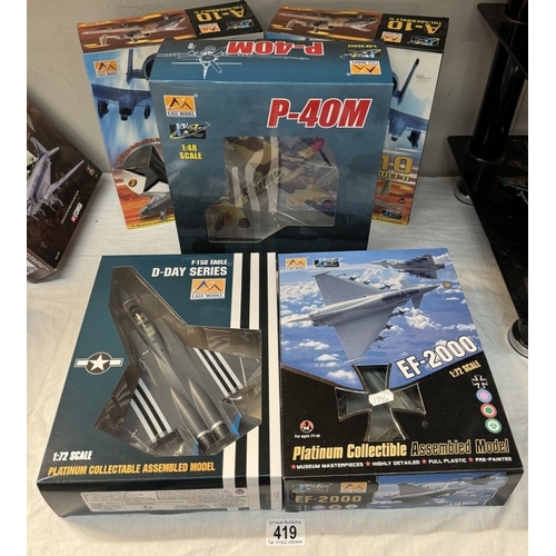 419 - 5 Boxed assembled model aircraft