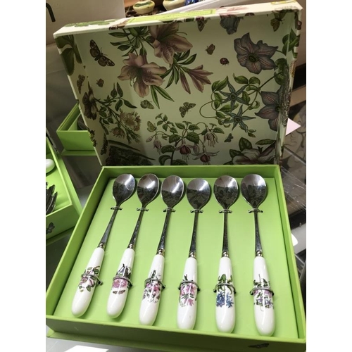 1414 - A collection of 5 boxed Portmeirion serving sets, salad spoons, cake slicers etc