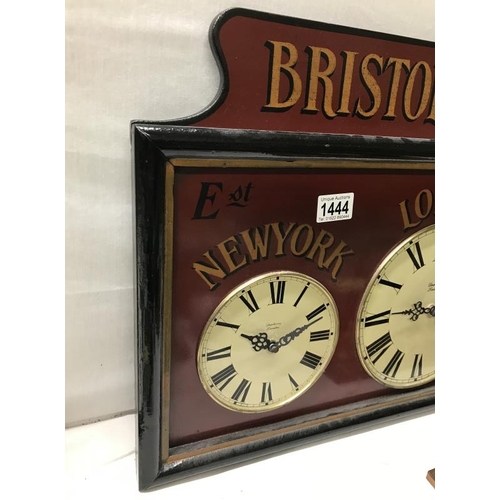 1444 - A Bristol shipping co. Triple wall clock by counting corner 66x41 cm.