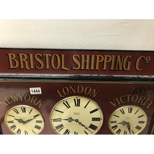 1444 - A Bristol shipping co. Triple wall clock by counting corner 66x41 cm.