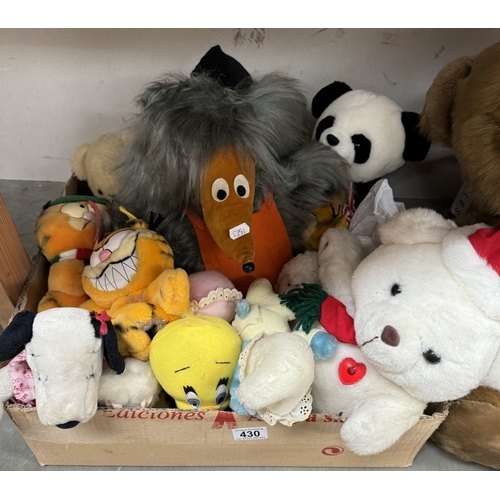 430 - A large lot of soft toys including Womble