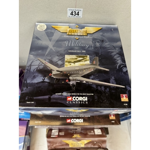 434 - 11 Boxed Corgi aircraft models. AA31401, AA30001, 47602, 48603, 48601, 47105, 47110, 47106, 47102, 4... 