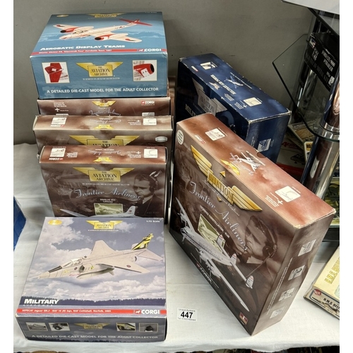 447 - 10 Boxed model Corgi aircraft. 47504, 48402, AA35006, 47401, 47603, 47508, 48601, AA30001, 47109, AA... 