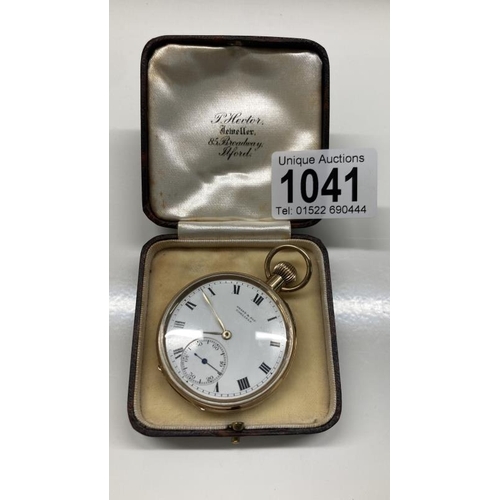 1041 - A 9ct Gold open face pocket watch. Grant & Sons Carlisle