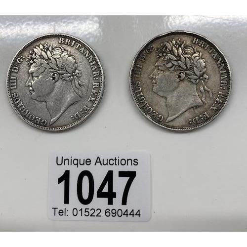 1047 - An 1821 & 1822 George IV Sliver Crown