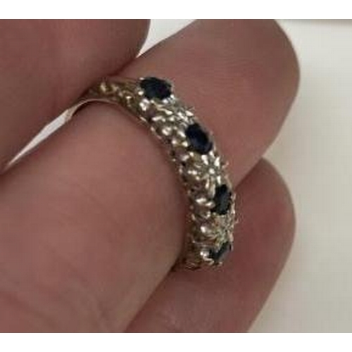 1081 - A Diamond and sapphire ring set in 9ct gold size K 1/2