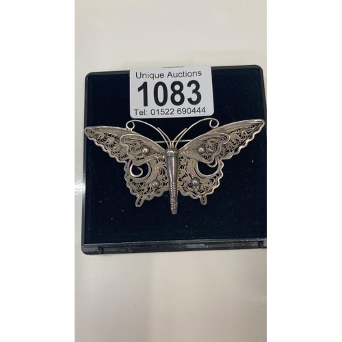 1083 - A Filigree worked silver butterfly brooch