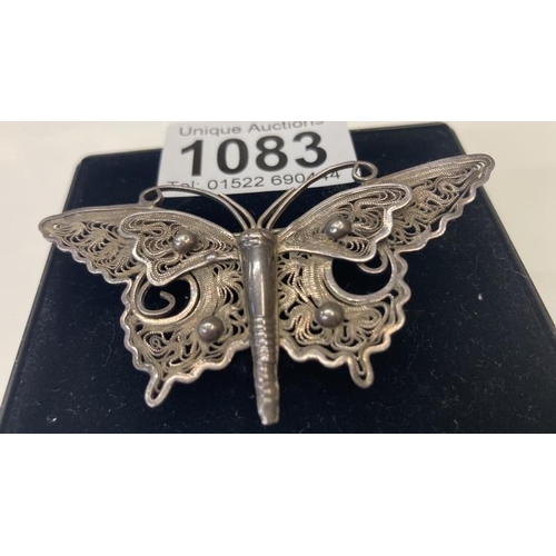 1083 - A Filigree worked silver butterfly brooch