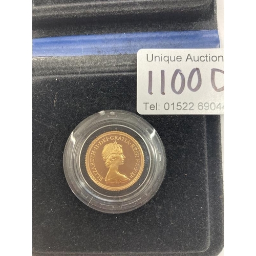 1100D - A 1979 cased gold proof queen Elizabeth sovereign