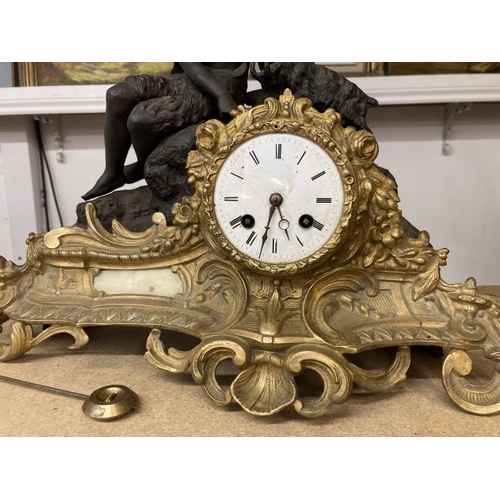 1146 - A French Spelter and brass ormolu mantle clock