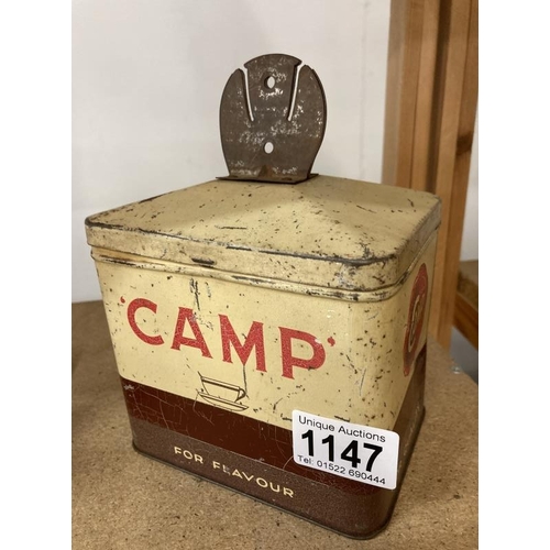 1147 - A Vintage Camp coffee tin / string box