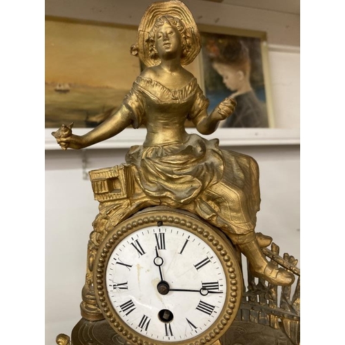 1144 - A French spelter mantle clock