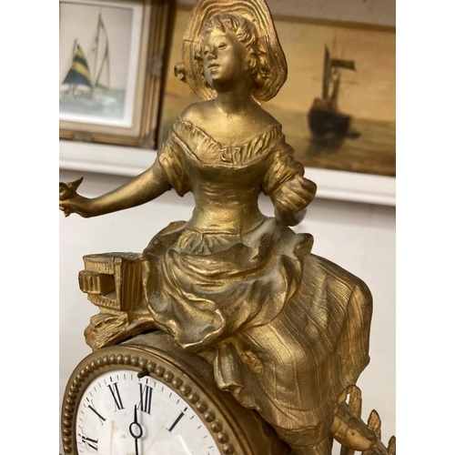 1144 - A French spelter mantle clock