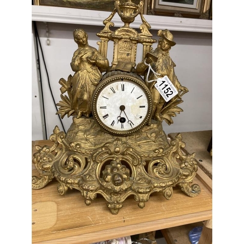 1152 - A gilded spelter mantel clock