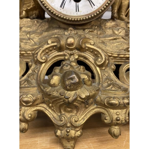 1152 - A gilded spelter mantel clock