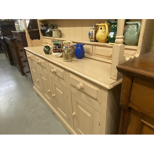 1505 - A good 20th century painted pine kitchen dresser