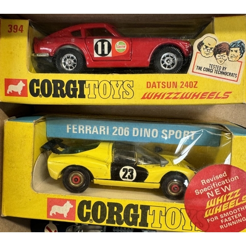 570 - Boxed Corgi including 394 Datsun, 344 Ferrari and 159, 156, 159 and 158 racing cars