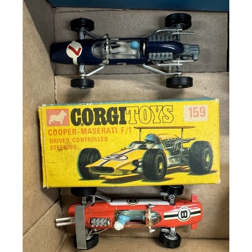 570 - Boxed Corgi including 394 Datsun, 344 Ferrari and 159, 156, 159 and 158 racing cars