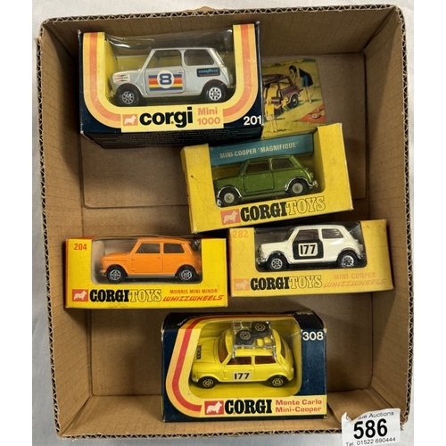 586 - 5 boxed Corgi Mini no 308, 204, 201, 282, 334