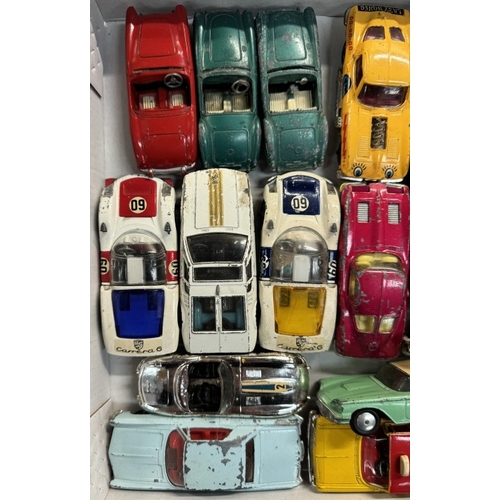 592 - A good lot of unboxed Corgi cars including MG Austin Healey, Mini etc