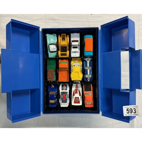 593 - Matchbox carry case  and contents including Superfast