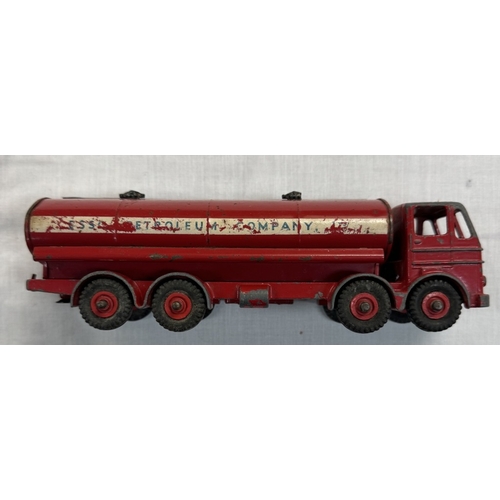 597 - 5 Dinky Leyland Octopus including Esso and Shell tankers and flat truck with chains