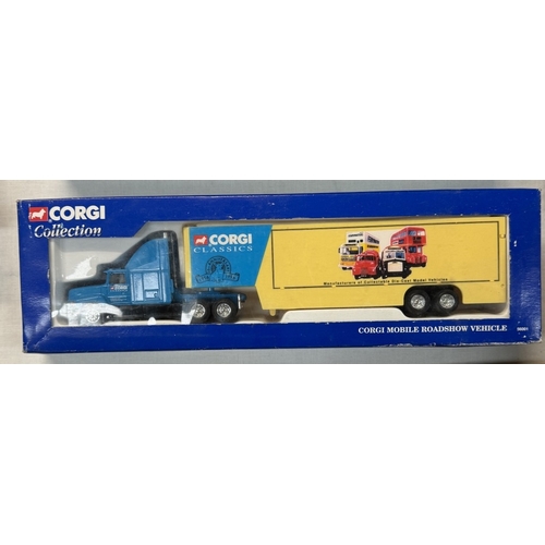 601 - Corgi 1112 Mercedes Michelin 56001 mobile roadshow and Matchbox K-18 horse van and K40 blaze trailer